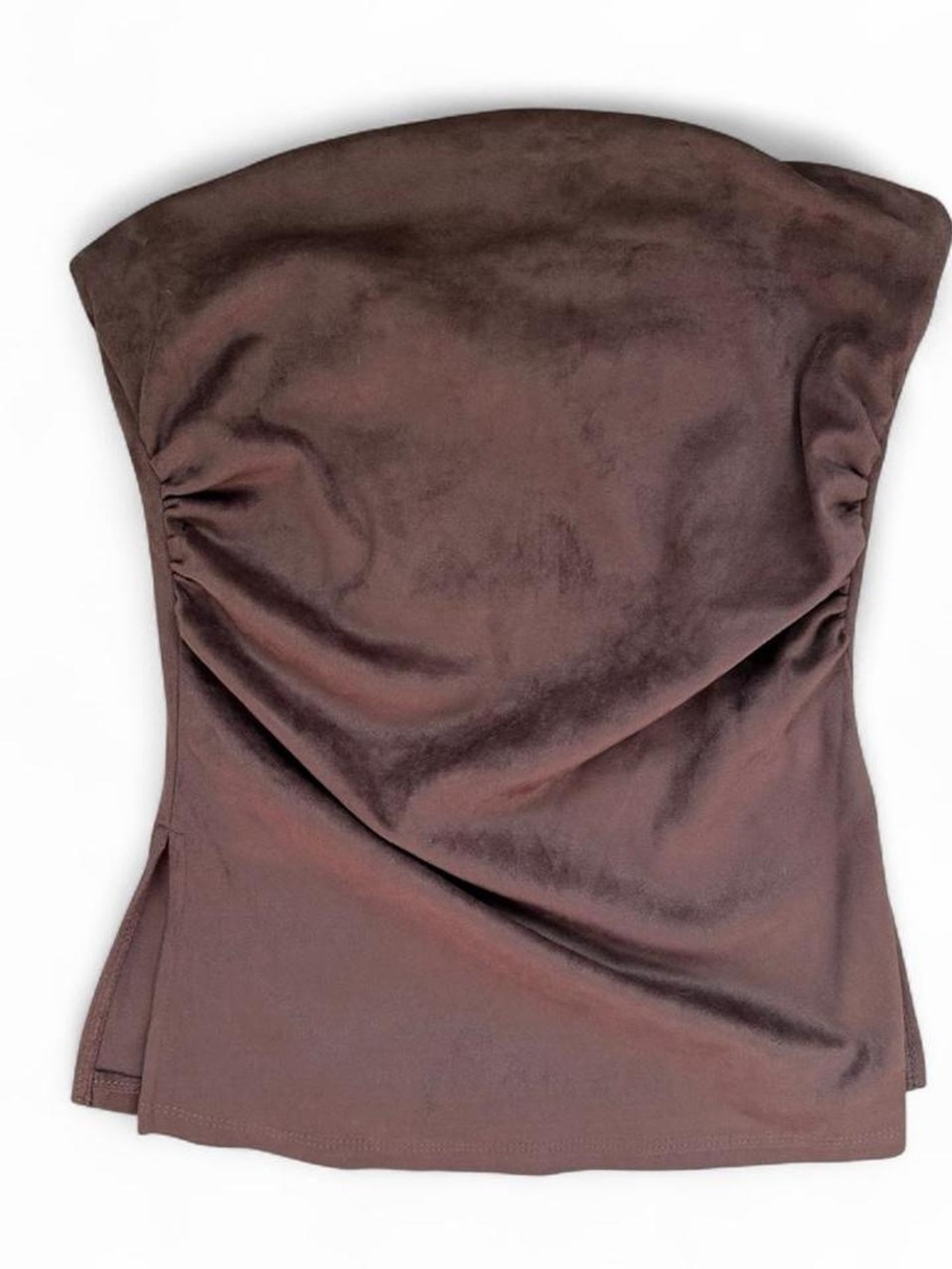 Strapless Chocolate Brown Velvety Top S